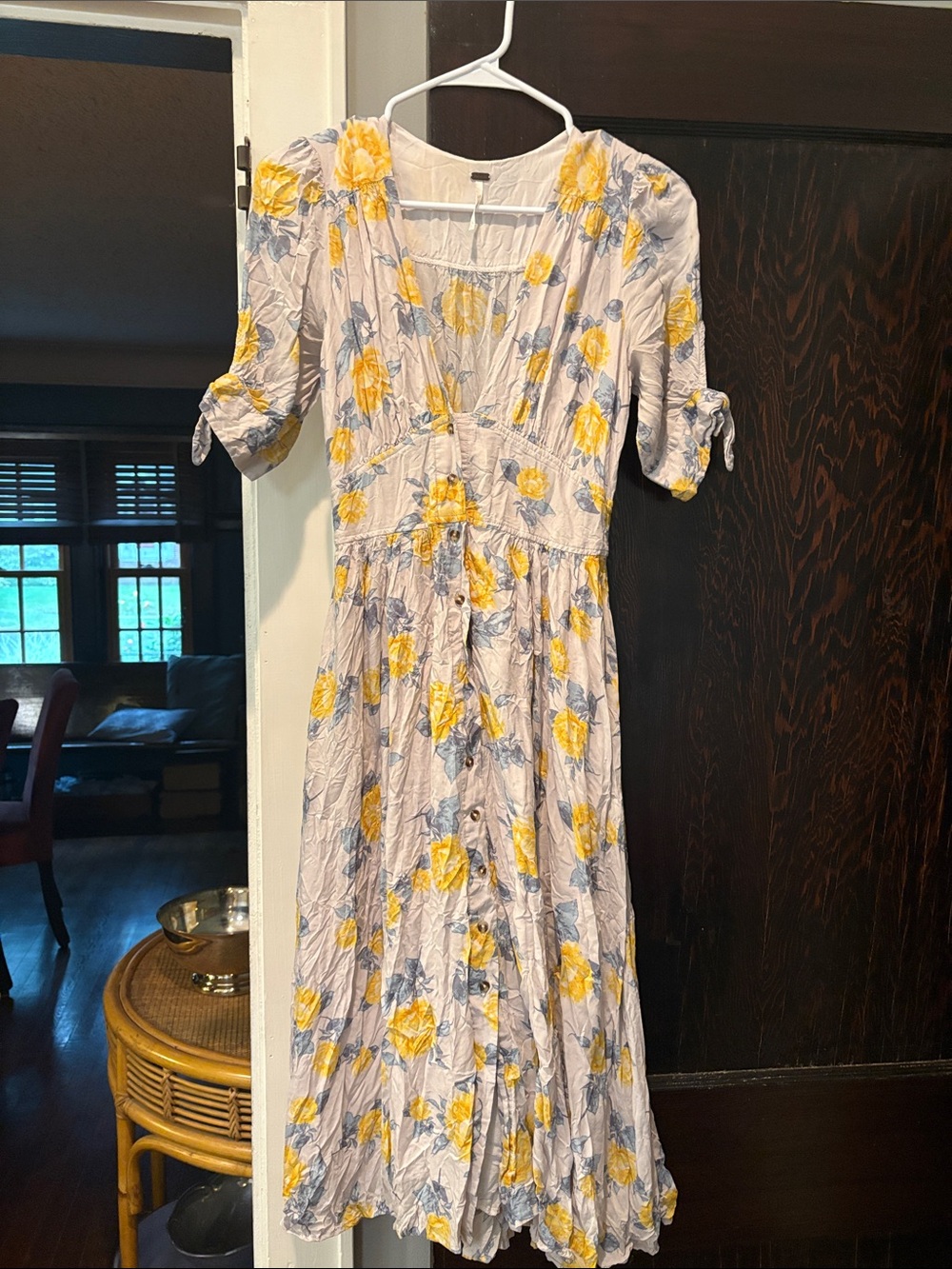 Free People Floral Maxi Dress in Yellow and Blue